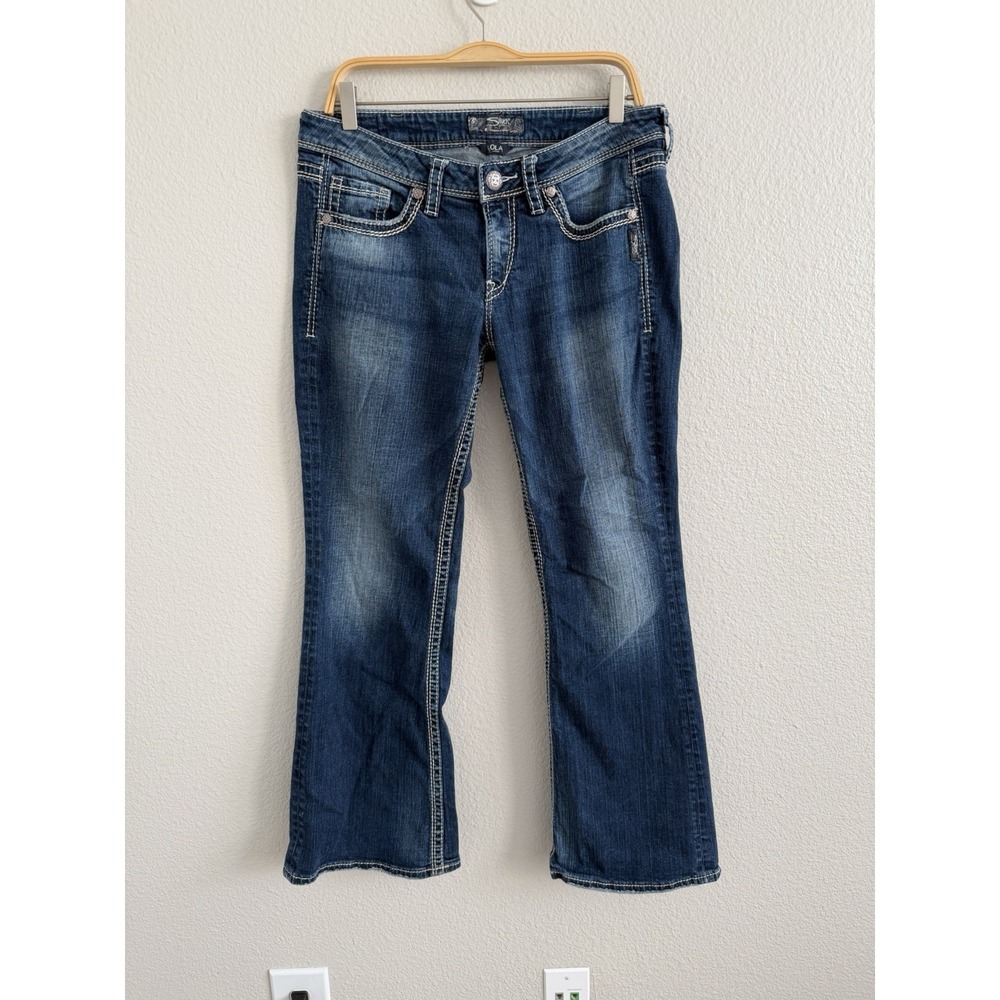 Silver Jeans Women 32 x 31 Blue Lola Straight Mid Rise Stretch Bootcut - Picture 9 of 14